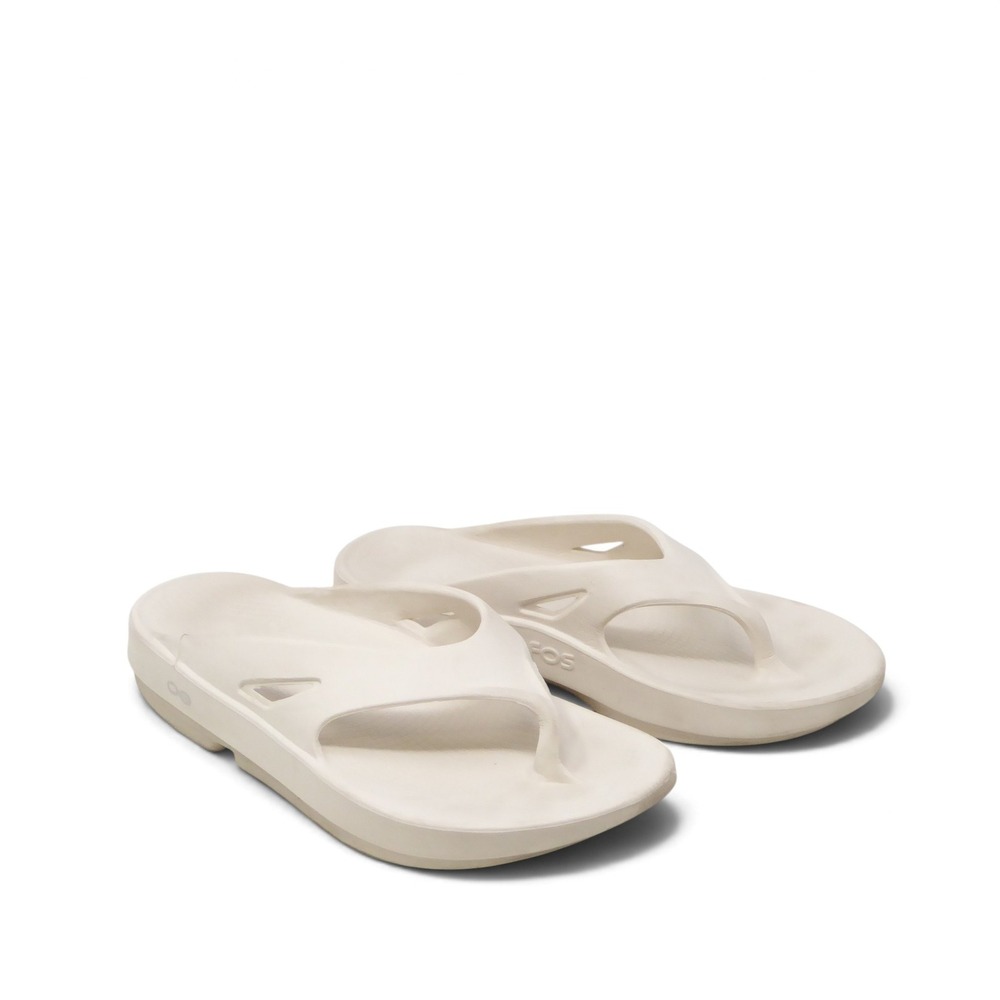 OOFOS Mens OOriginal Sport Thong Sandals Eggshell White Size 10